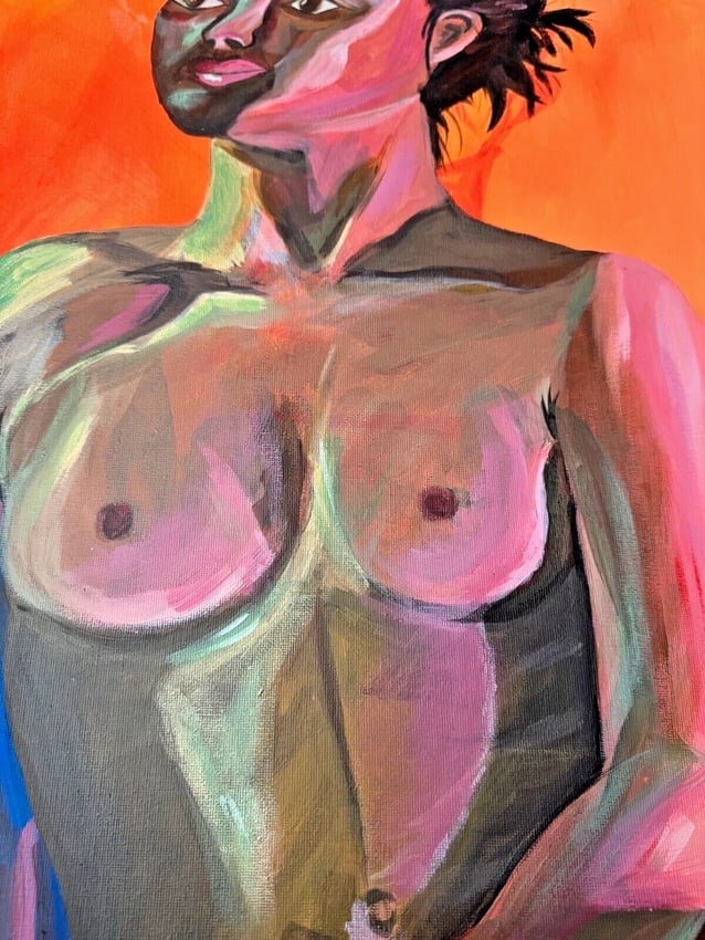 Original Hand painted Artwork Oil Painting feMale Nude 20x27" - 4
