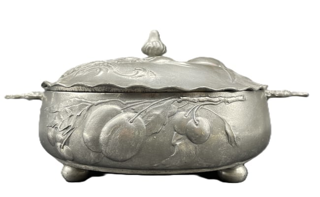 Circa 1900 Kayserzinn 4037 German Art Nouveau Pewter Covered Tureen - 6
