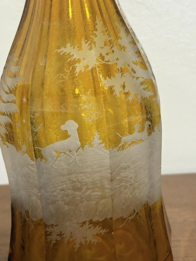 Moser Bohemian Intaglio Cut Glass Decanter - 4