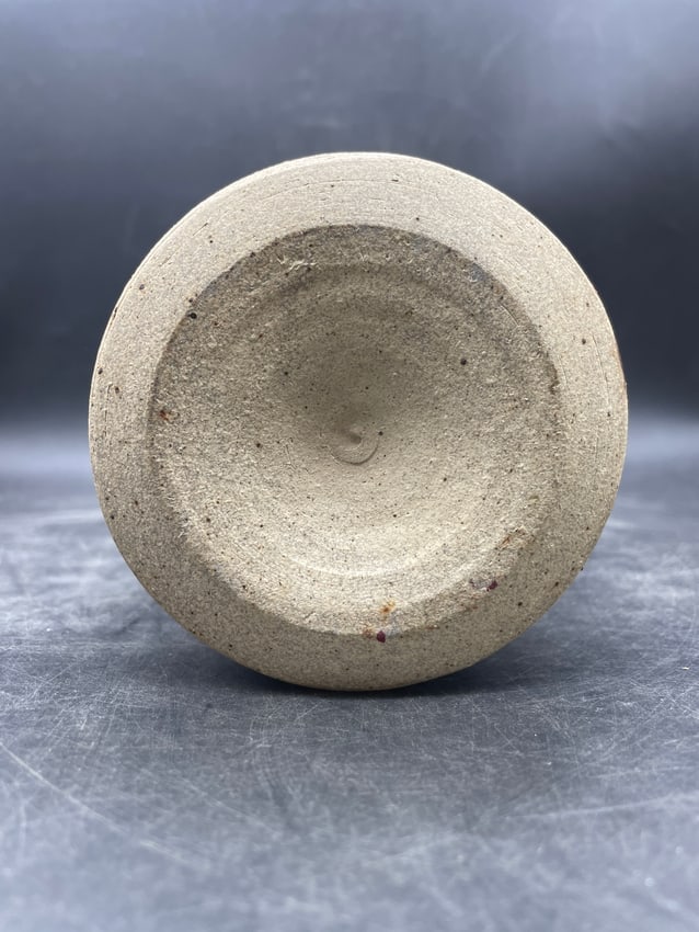 Japanese Studio Pottery Stoneware Vase with Impressed Seal, Abstract Botanical Design, 8.5 Inches - 7