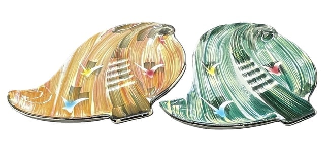 MCM Sutton Creations Japan Gull Trays Pair Mid Century Modern Pottery Ashtrays - 5