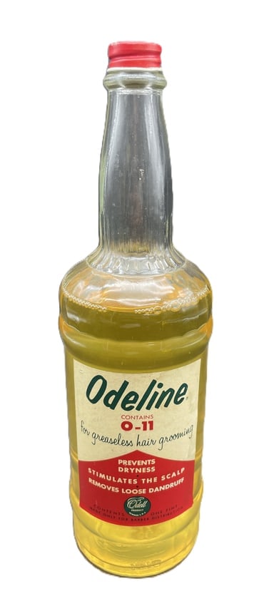 Vintage Odeline O-11 Hair Tonic Barber Shop Display Bottle Full Pint Newark NJ - 2