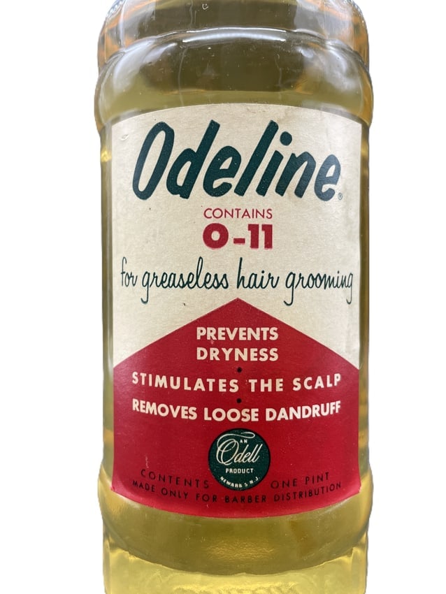 Vintage Odeline O-11 Hair Tonic Barber Shop Display Bottle Full Pint Newark NJ - 3