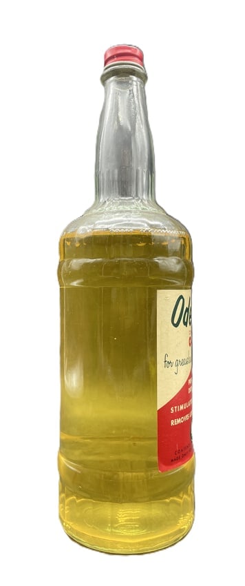 Vintage Odeline O-11 Hair Tonic Barber Shop Display Bottle Full Pint Newark NJ - 5