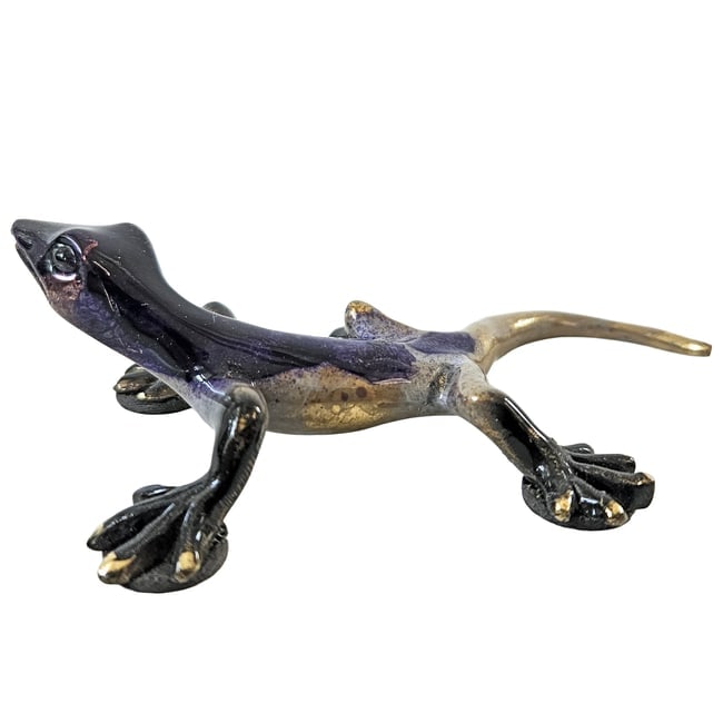 Bronze Purple/Gold Small Gecko Hand-signed by artist Barry Stein dated 2011 - 2
