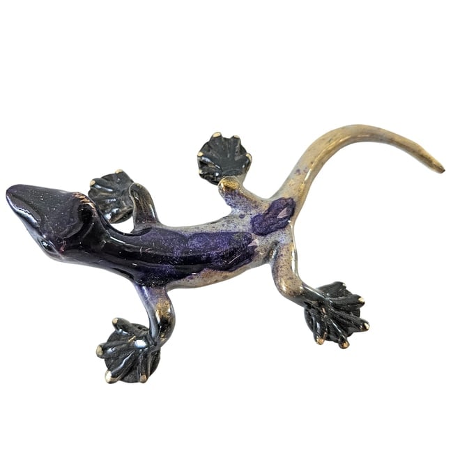 Bronze Purple/Gold Small Gecko Hand-signed by artist Barry Stein dated 2011 - 3