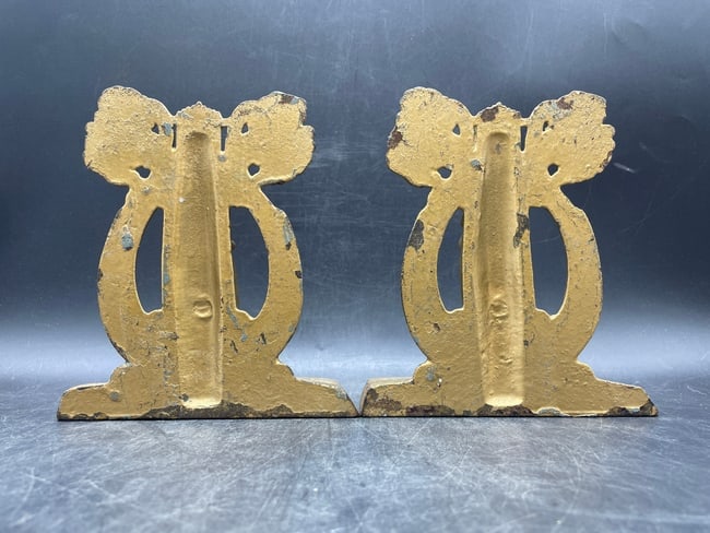 RARE C1925 "THESPIAN" CAST IRON BOOKENDS BY HUBLEY - DRAMA & COMEDY THEATER MUSE - 3