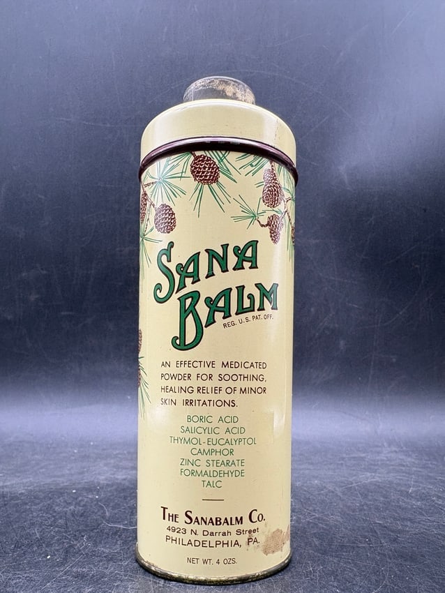 Sana Balm Advertising Tin 4 oz Lithographed Metal Ointment Tin Empty - 2