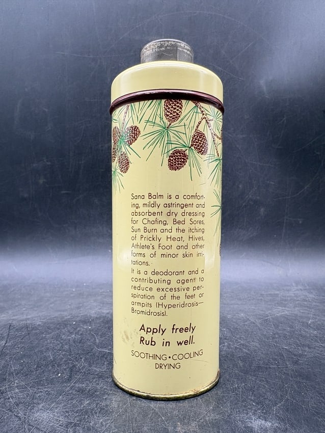 Sana Balm Advertising Tin 4 oz Lithographed Metal Ointment Tin Empty - 4