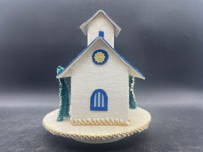 1950s Christmas Church Putz Music Box Rotates Plays Silent Night Rotating Japan - 2