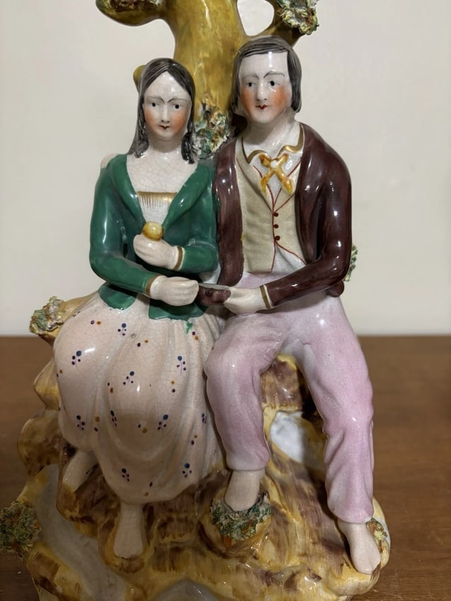 Staffordshire Man & Woman Figural Spill Vase - 5