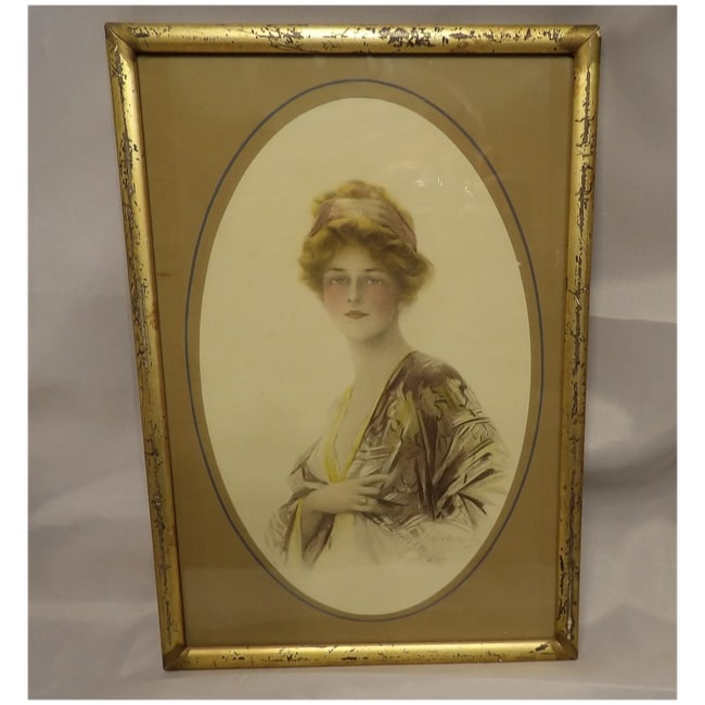 Antique Hand Colored Lithograph of Woman - 2