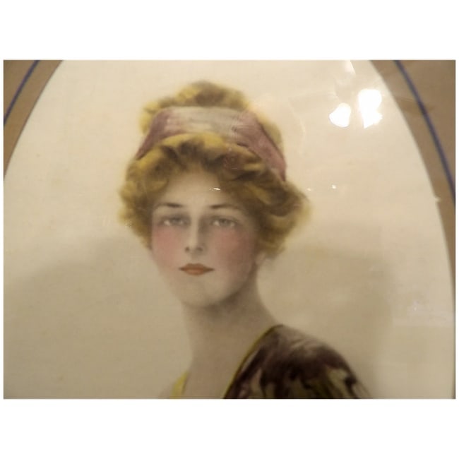 Antique Hand Colored Lithograph of Woman - 4