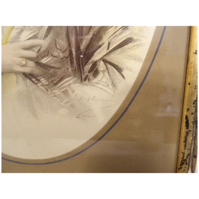 Antique Hand Colored Lithograph of Woman - 6