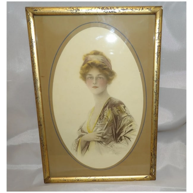 Antique Hand Colored Lithograph of Woman - 9
