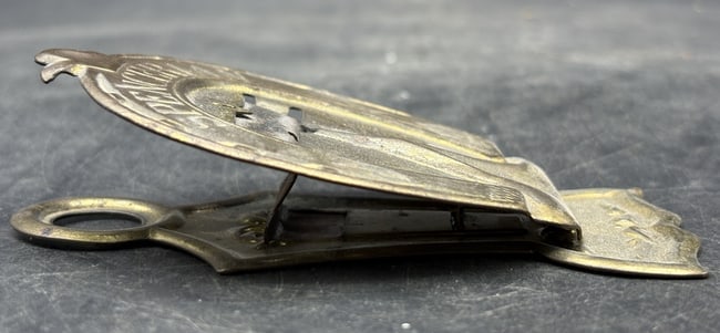 Vintage Brass Die Cut ADVERTISING SPENCERIAN PENS Paper Desk Clip - 5