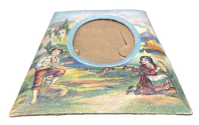 Rare C.D. Kenny Co. Germany Advertising Picture Frame with Hand-Painted Scenic Lithograph, c. - 3