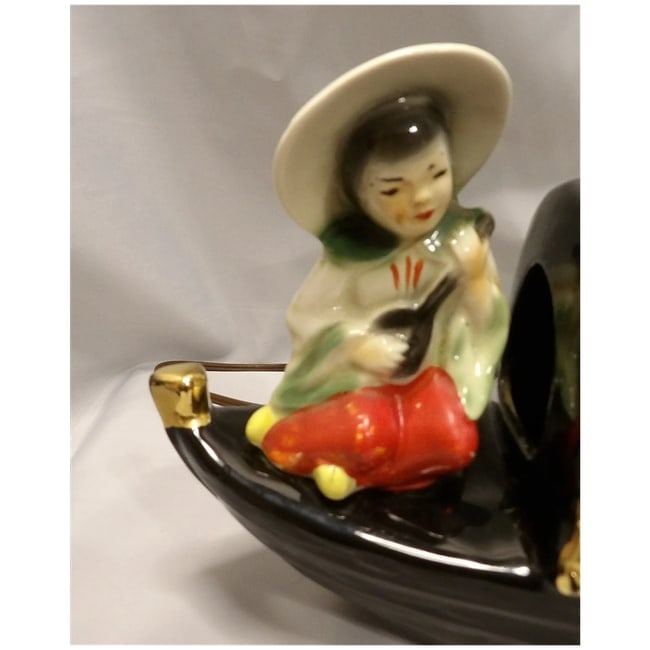 Vintage 1950's Fuhry and Sons Ceramic Oriental Junk Boat TV Lamp - 3