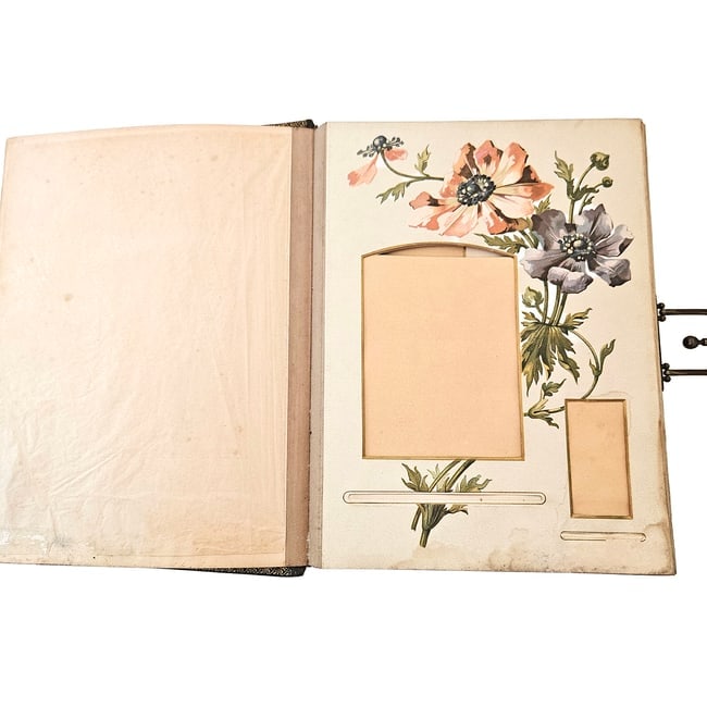 Vintage Leather-bound Empty Photo Albums Circa with Quilted Textured Diamond Pattern circa 1880s to - 2