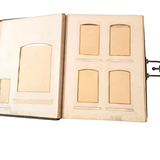 Vintage Leather-bound Empty Photo Albums Circa with Quilted Textured Diamond Pattern circa 1880s to - 3