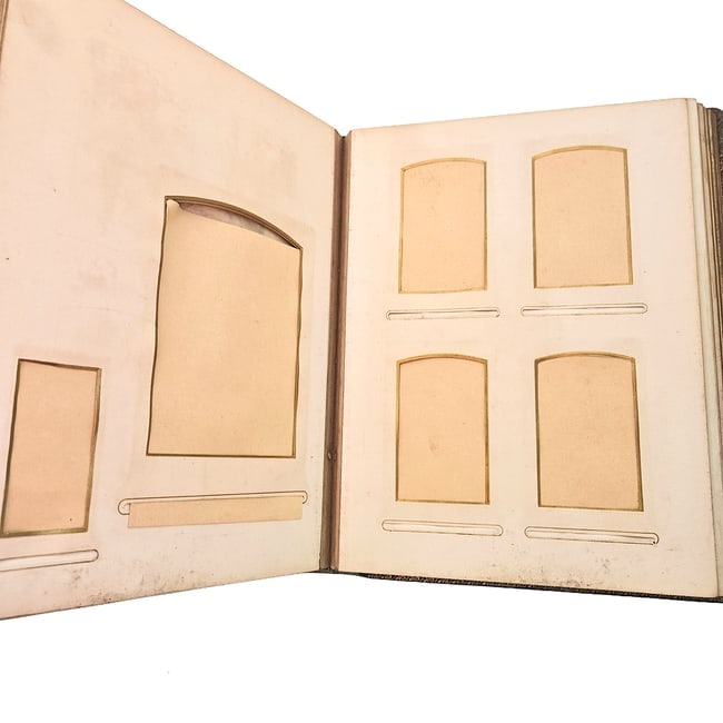 Vintage Leather-bound Empty Photo Albums Circa with Quilted Textured Diamond Pattern circa 1880s to - 4