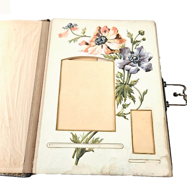 Vintage Leather-bound Empty Photo Albums Circa with Quilted Textured Diamond Pattern circa 1880s to - 7