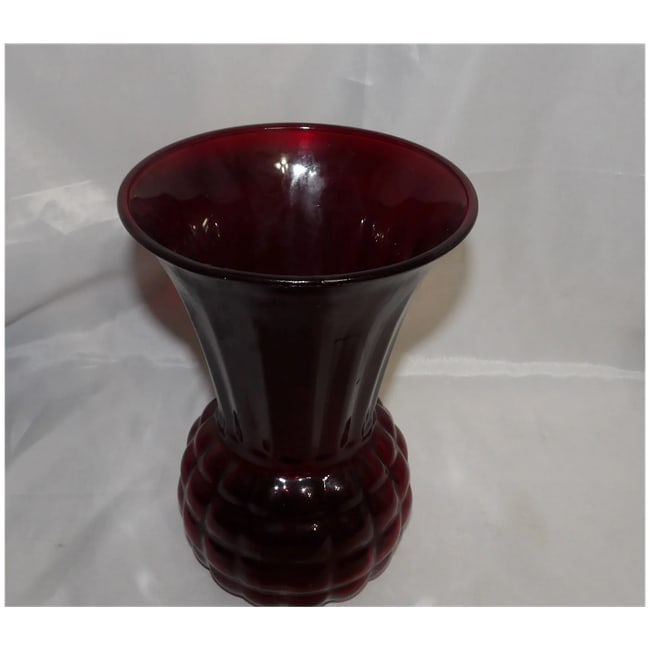 Anchor Hocking Hand-blown Ruby Red Fluted Scalloped 9" Pineapple Vase - 5