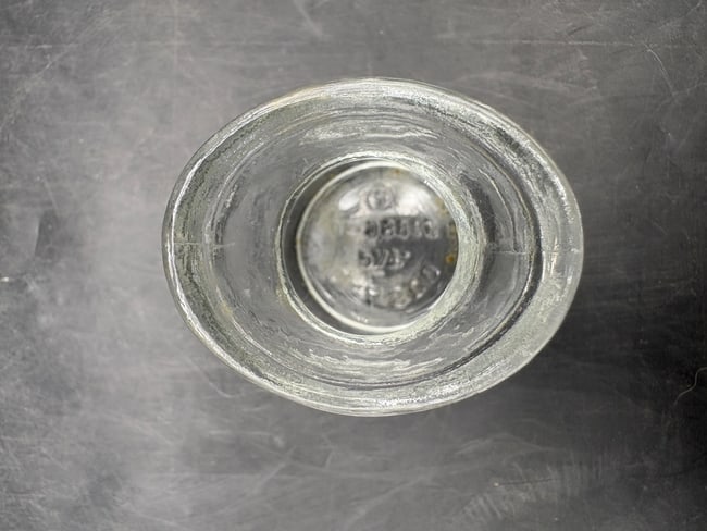 Vintage Glasco Clear Glass Eye Wash Cup Potbelly Form Embossed Patent No. 99865 - 2