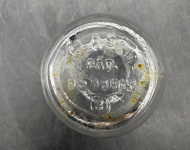 Vintage Glasco Clear Glass Eye Wash Cup Potbelly Form Embossed Patent No. 99865 - 4