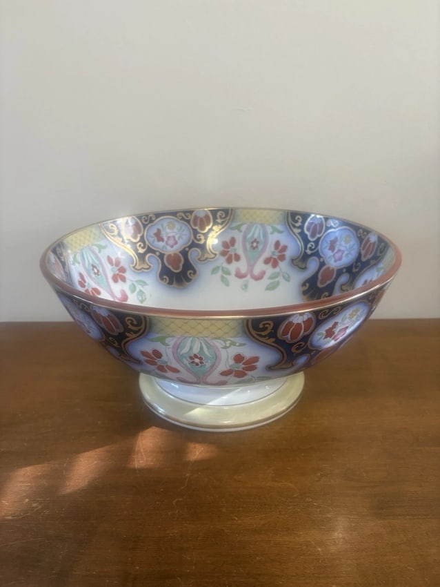 Flow Blue Polychrome Punch Bowl: It measures 13 1/4" x 6 1/4" high and dates around the 1850's. It has a 7" hairline. Otherwise it has no other issues. It has outstanding color and shows very well Shipping: Domestic: Flat-rate of