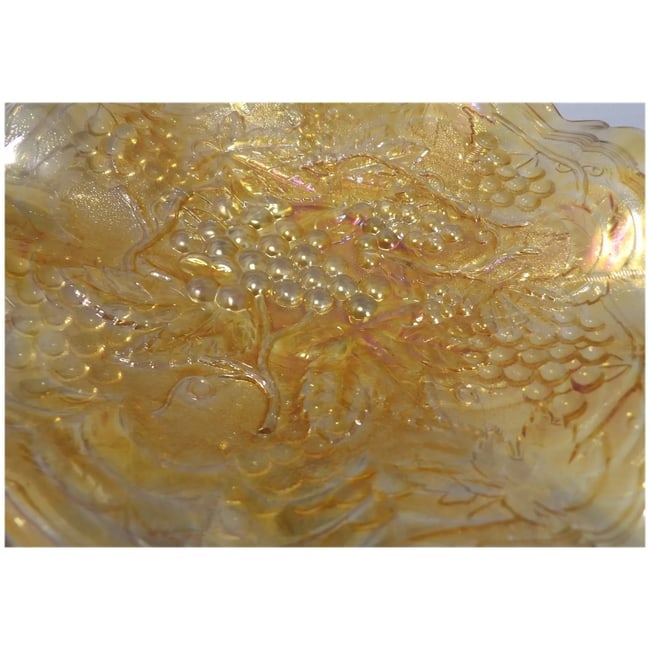 Imperial Glass Carnival Glass Marigold Grape & Cable Raised Relief Bowl - 4