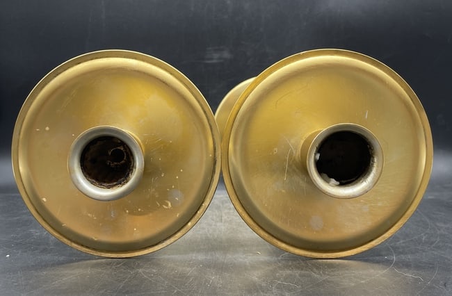Pair of Mid-Century Brass Ecclesiastical Altar Candlesticks Presented by Mrs. Elmer Dimm - 2