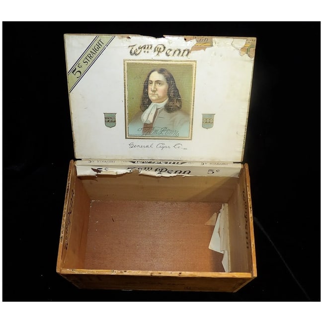 William Penn Wood Cigar Box-1930's - 6