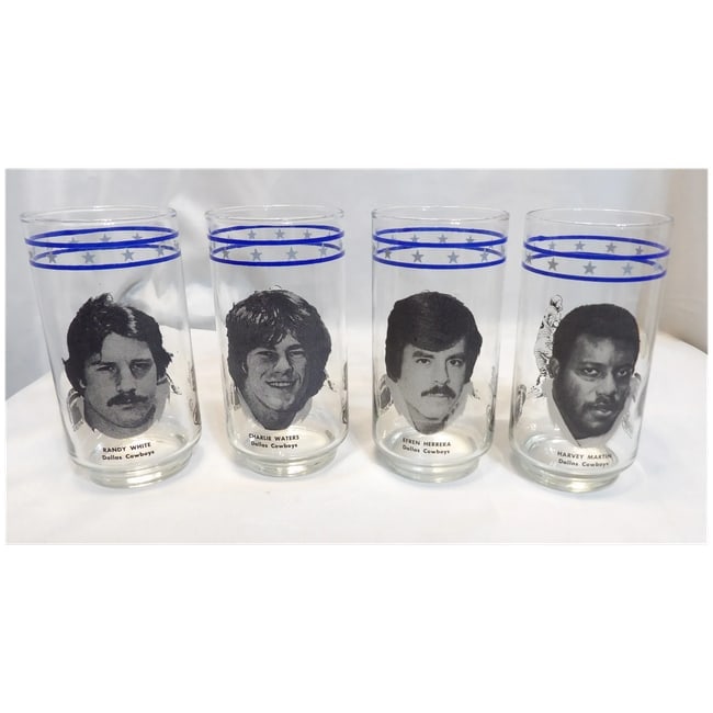 Vintage Dallas Cowboys Burger King Dr Pepper 1977 Collectible Libbey Glasses - 2