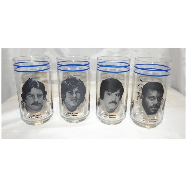 Vintage Dallas Cowboys Burger King Dr Pepper 1977 Collectible Libbey Glasses - 3