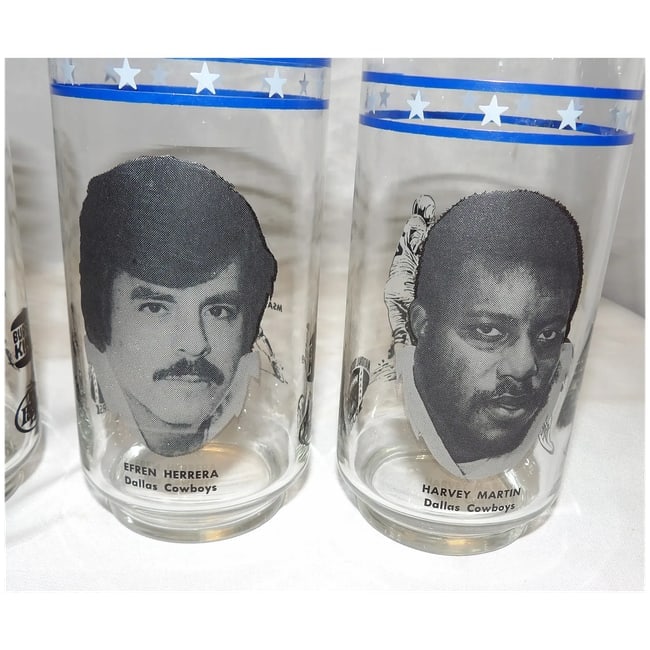 Vintage Dallas Cowboys Burger King Dr Pepper 1977 Collectible Libbey Glasses - 6
