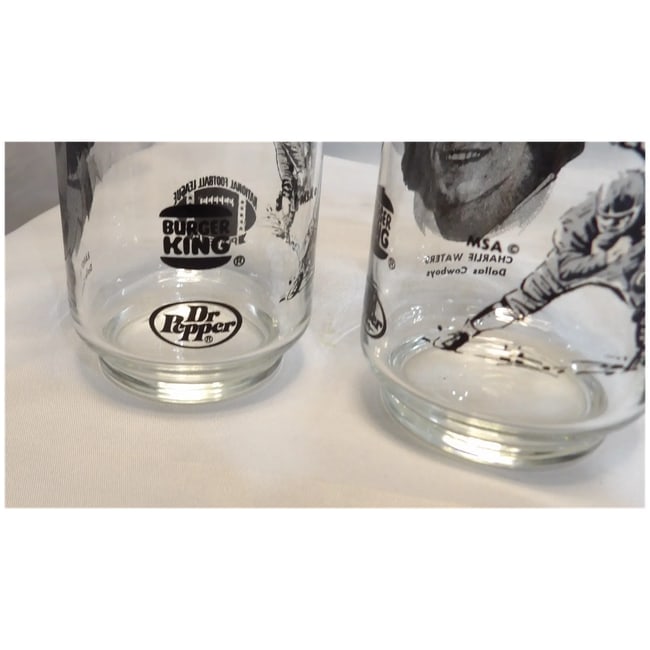 Vintage Dallas Cowboys Burger King Dr Pepper 1977 Collectible Libbey Glasses - 9