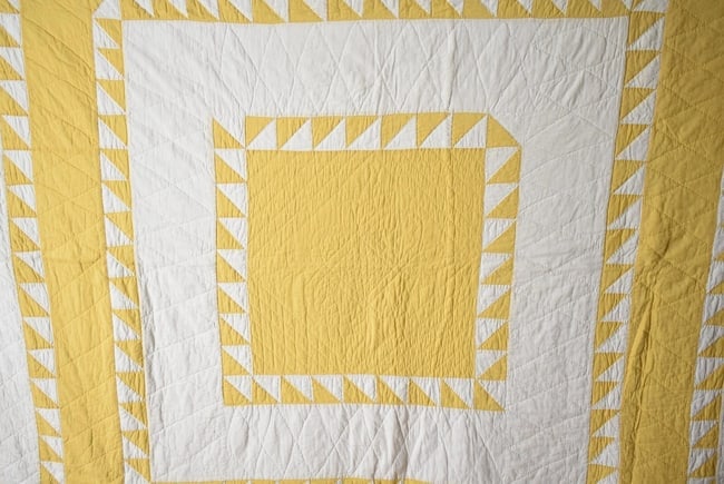 1930's Yellow Sawtooth Square Quilt - 2