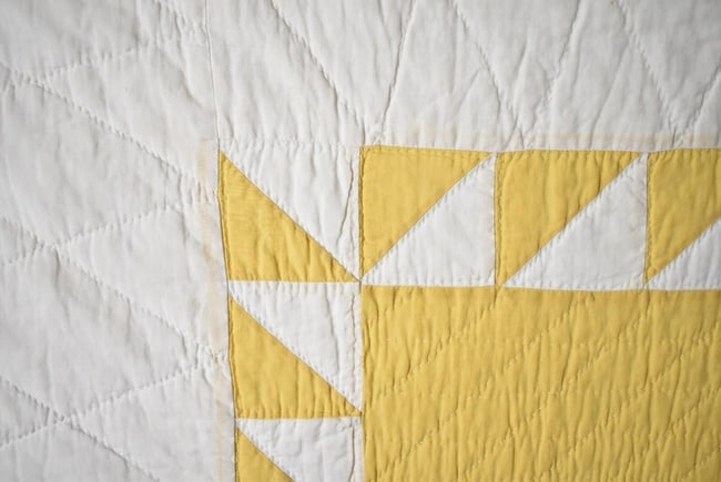 1930's Yellow Sawtooth Square Quilt - 6