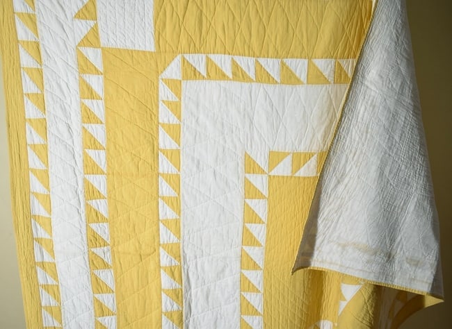 1930's Yellow Sawtooth Square Quilt - 7