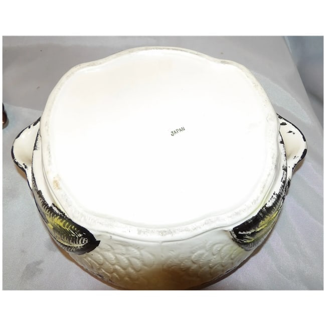 Vintage LARGE Lidded Hand-Painted Ceramic Turkey Covered Serving Dish with Handles- Japan - 7