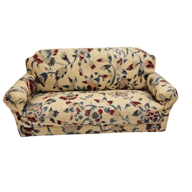 Dollhouse Miniature Living Room Couch and Chairs with Floral Pattern - 2