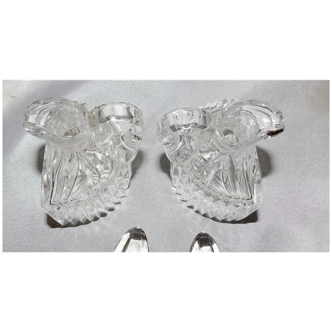 RARE Antique Pair of Flint Glass Flat Sided Cruets - 9