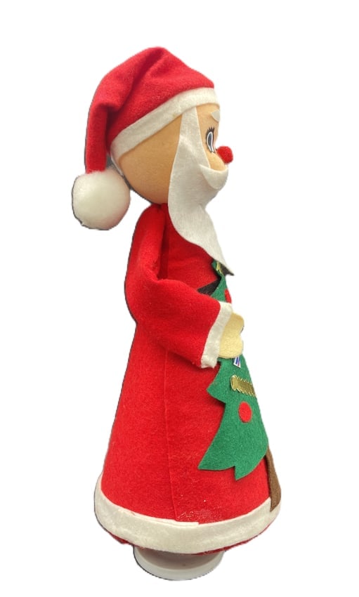 Vintage Musical Motion Felt Santa Claus Rotating Plays Silent Night 16" - 5