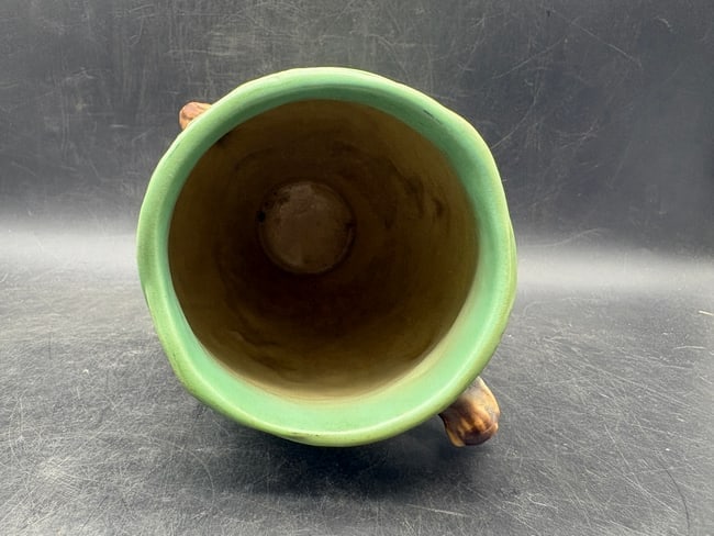 Roseville Pottery Apple Blossom Vase #883-8 Green Matte Art Pottery Double Handle Vase - 4