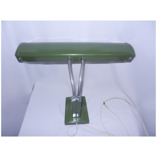 Vintage Green Industrial Gooseneck Florescent Desk Lamp -2 Bulb - 3