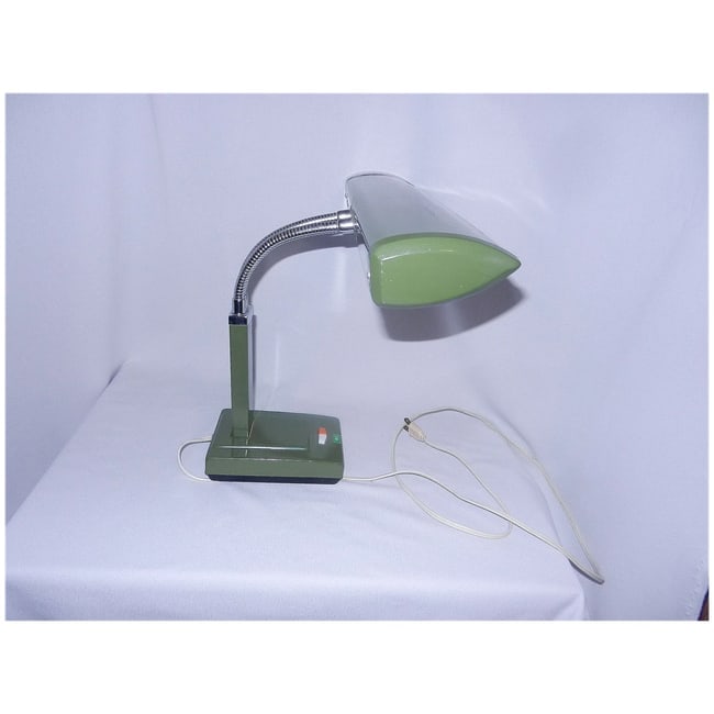 Vintage Green Industrial Gooseneck Florescent Desk Lamp -2 Bulb - 4