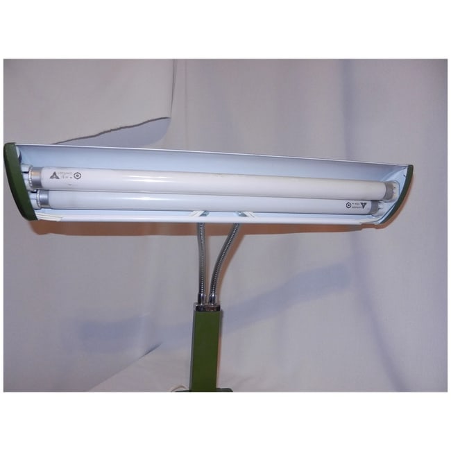 Vintage Green Industrial Gooseneck Florescent Desk Lamp -2 Bulb - 7