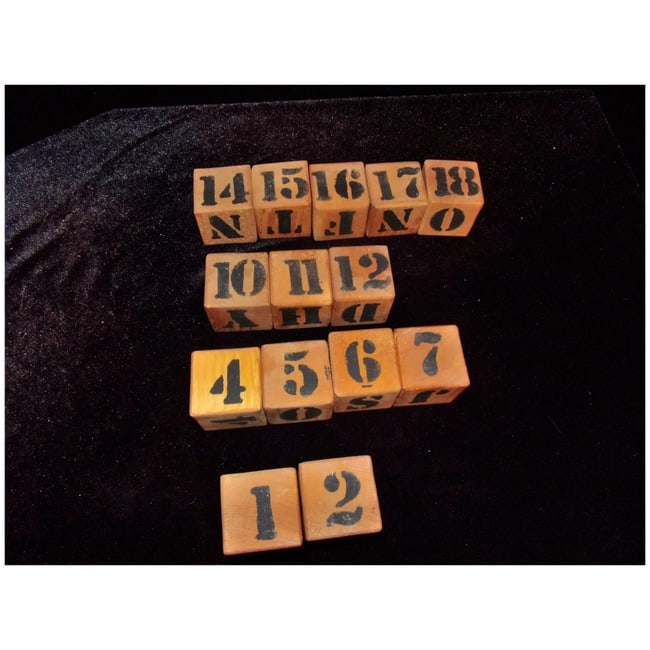 Vintage Wooden Blocks with Numbers, Letters and Pictures - 2
