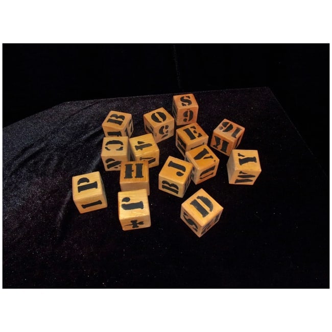 Vintage Wooden Blocks with Numbers, Letters and Pictures - 4